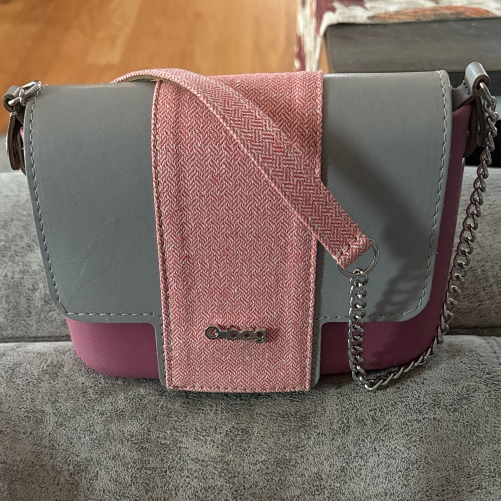 Stylish Pink and Gray Crossbody Bag